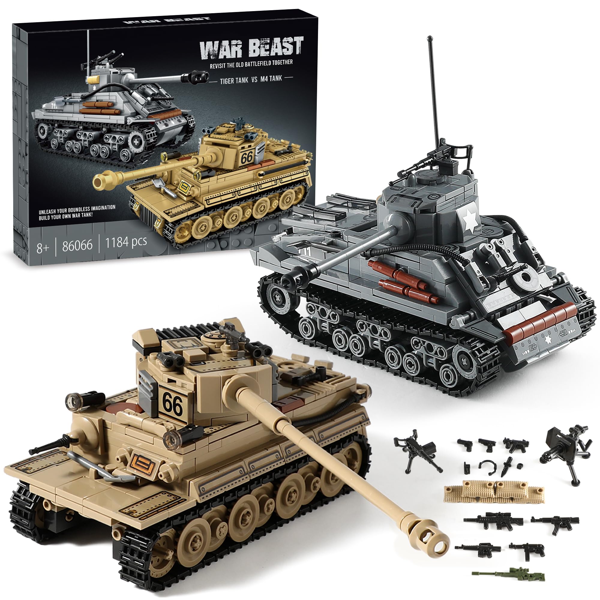 Mistbuy - Kit De Construcción Para Tanques Del Ejército De La Segunda Guerra Mundial, German Tiger Y American M4