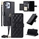thumbnail image 1 of Funda tipo billetera FOXDOCK para iPhone 16 Pro – Tapa abatible con correa para mujer, 1 of 5