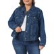 thumbnail image 1 of Chaqueta de mezclilla para mujer de talla grande Agnes Orinda con solapa, mangas largas, botones, chaqueta casual de mezclilla con bolsillos 3X azul, 1 of 6