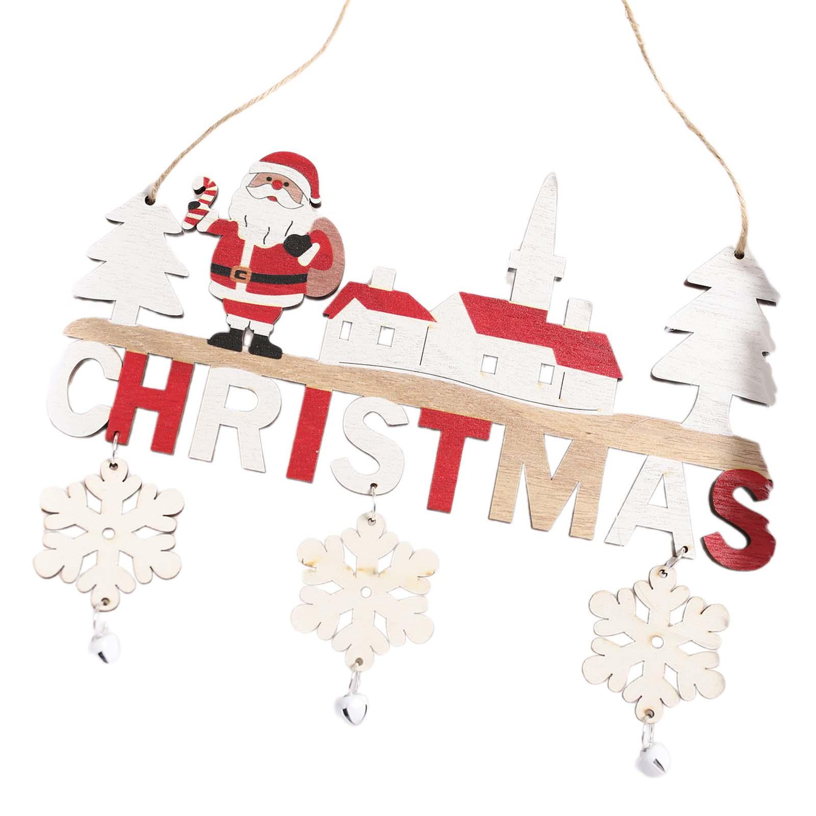 Bothyi - Colgante De Madera Para Navidad Con Forma De Chimenea Y Campanas Para Puerta, Placa De Papá Noel