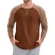 thumbnail image 1 of Camiseta de manga larga para hombre con bloques de color casual Raglán T-Shirt L marrón caqui, 1 of 6