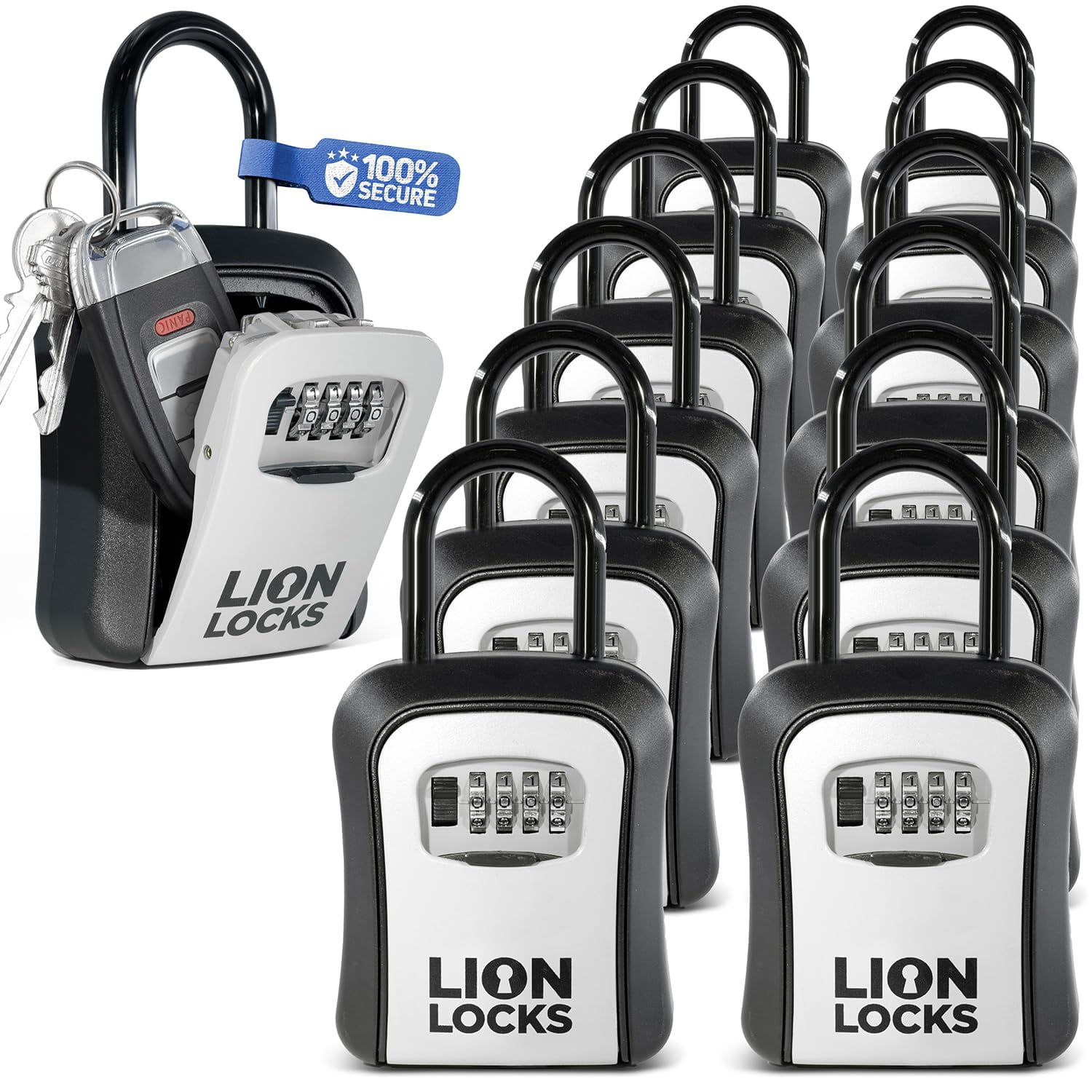 Caja Con Llave Lion Locks, Combinación De 4 Dígitos (paquete De 12)