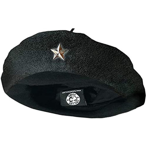 Boina Che Guevara Store Original de lana negra con forma de estrella plateada