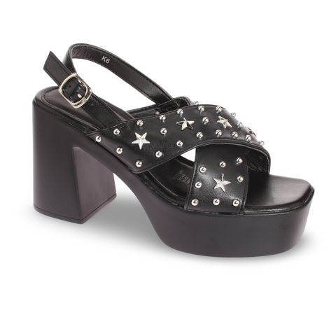 Sandalia Tacón Negro Vía Franca