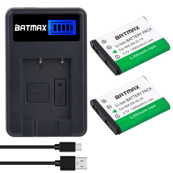 Batería Batmax 2X EN-EL19 + Cargador LCD Nikon