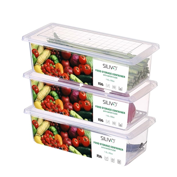 Recipientes De Almacenamiento De Frutas De 1 5 L Para Nevera (paquete De 3)
