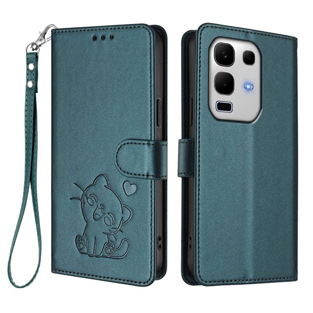 Funda de Gato tipo Libro para Infinix Note 50S, Verde Oscuro