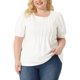 thumbnail image 1 of Agnes Orinda Blusas de Talla Grande para Mujeres con Mangas Cortas Abullonadas Cuello Redondo Camisas Plisadas Blusas Túnica 3X Blanco, 1 of 6