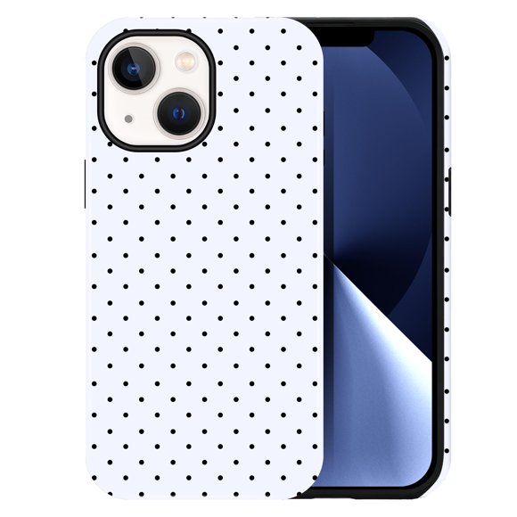 Funda DuiDuiQ para iPhone 13/14 de 6,1" blanca con lunares