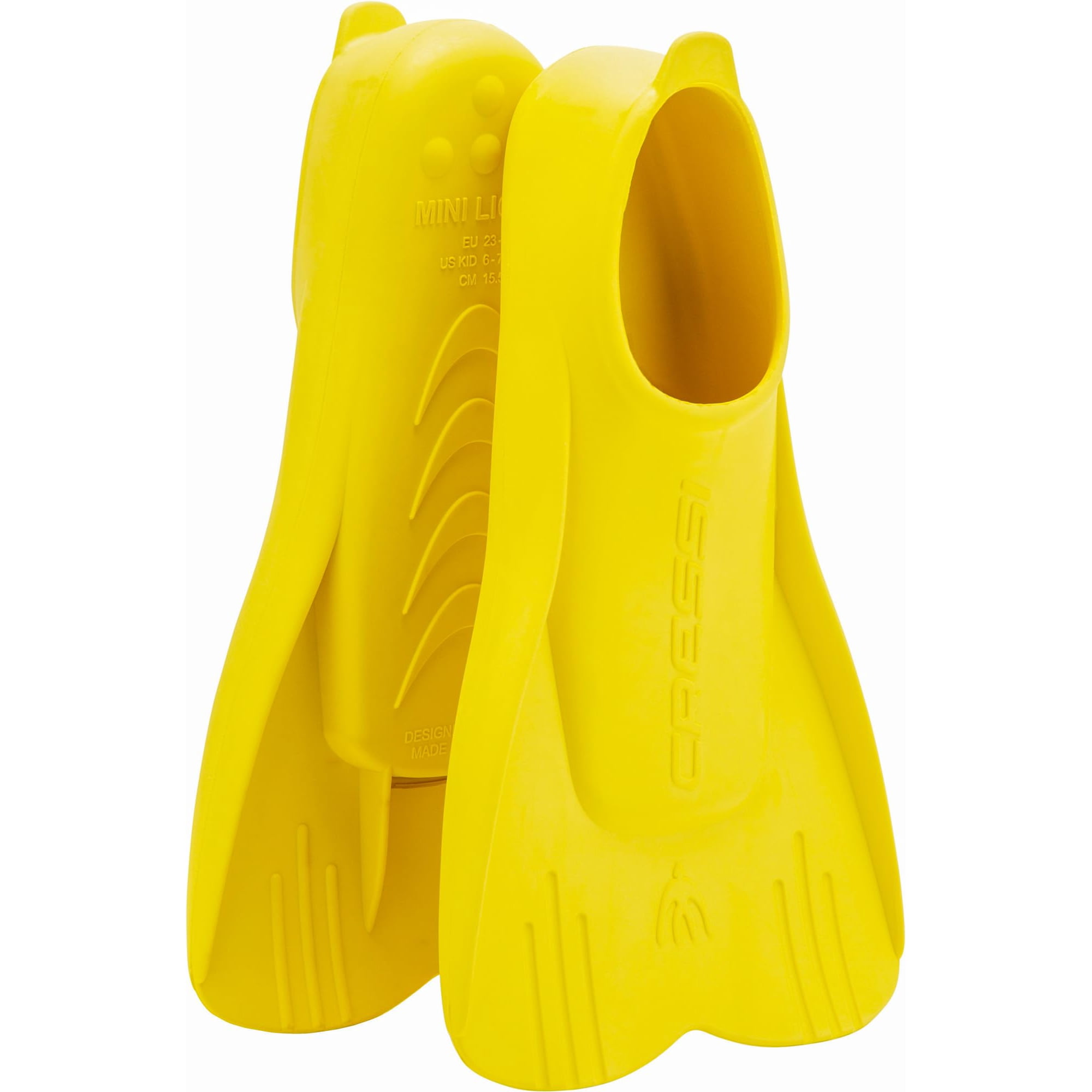 Aletas De Natación Cressi Mini Light Para Niños, Amarillas, Talla 29/31