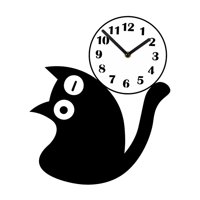 Magideal - Reloj De Pared Moderno Silencioso Decorativo Acrílico Con Diseño De Gato Y Función Antirruido Adecuado Para Dormitorio Sala De Estar Oficina Estudio B Estilo A