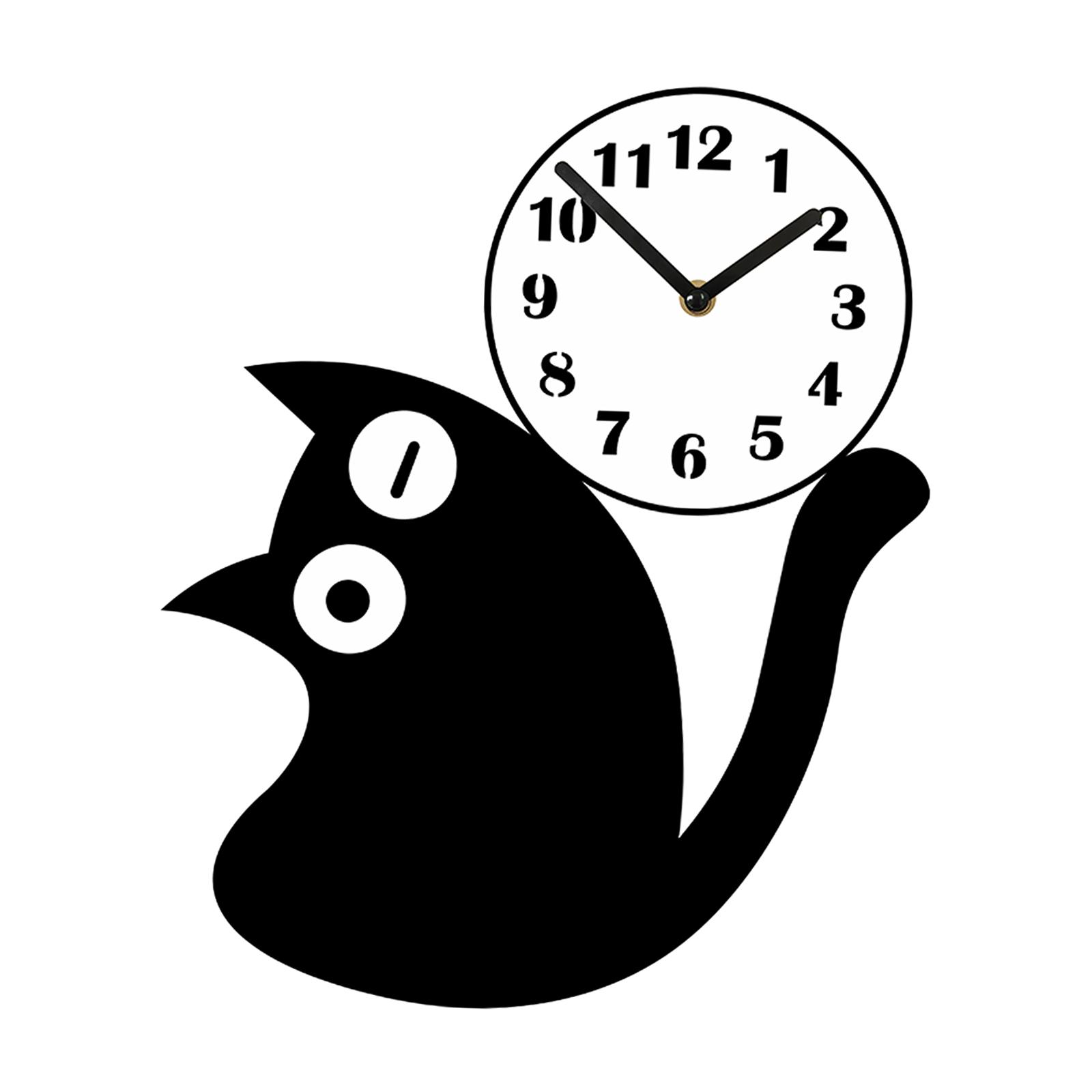 Magideal - Reloj De Pared Moderno Silencioso Decorativo Acrílico Con Diseño De Gato Y Función Antirruido Adecuado Para Dormitorio Sala De Estar Oficina Estudio B Estilo A