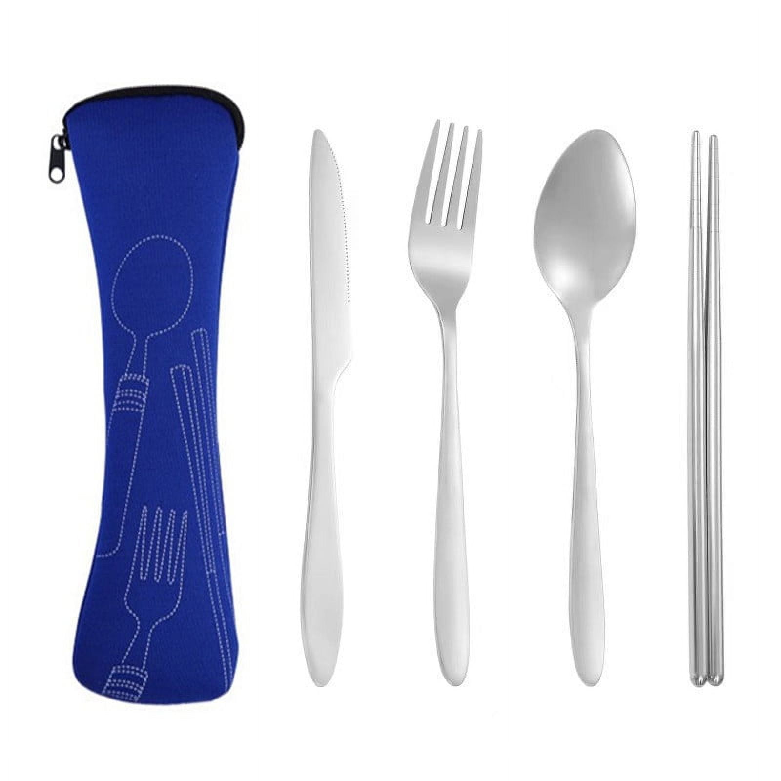 Xmhytop Juego De 4 Piezas Cubiertos De Cocina De Azul Oscuro Con Bolsa De Almacenamiento, Acero Inoxidable, Moderno Y Funcional