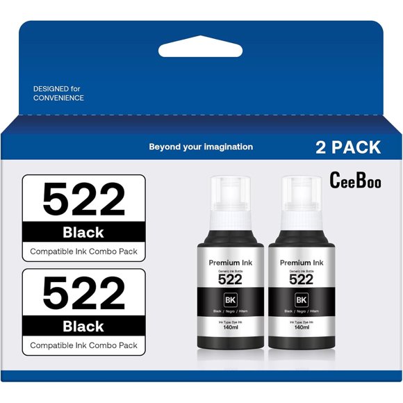 Tinta CEEBOO 522 de 140 ml, 2 unidades, negro, compatible con Epson