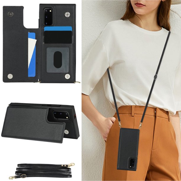 Crossbody PU Leather Case For Samsung Galaxy S23 S22 Plus Note 20 Ultra Wallet Card Slot Stand Holder Phone Bag Cover