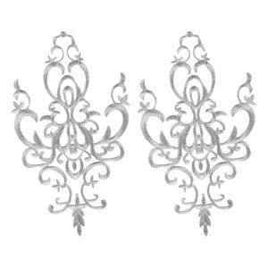 Magideal - 2 Piezas Parche Bordado Tela Decorativo Manualidades Aplique Autoadhesivo Artesanía Textil Material Poliéster Adecuado Para Disfraces Prendas Mochilas Plata