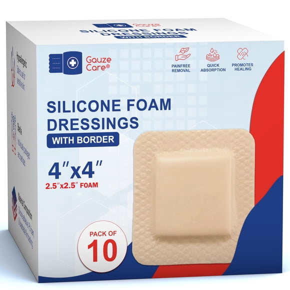 Apósitos de espuma de silicona GauzeCare, 10 unidades, 10 x 10 cm, impermeables