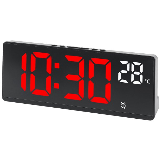 Reloj Despertador REGALWOVEN con Activación por Voz, Pantalla LED Grande, Doble Alarma, Puertos de Carga USB, Pantalla Regulable para Dormitorio/Residencia Rojo 6.8"L x 0.9"W x 2.6"H