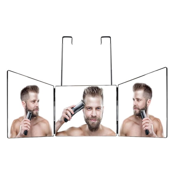 Espejo de 3 Vías para Corte Pelo Portátil de 360 ° Barbería
