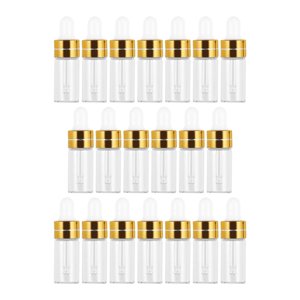 Magideal - 20 Piezas Botellas Cuentagotas De Vidrio Vacías Con Cuentagotas Viales Dispensadores Recargables Para Aceites De Perfume Extracto Líquido Aceite Para , Oro 3Ml