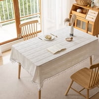 Genérico - Mantel Rectangular Borla Algodón 140X220 Blanco