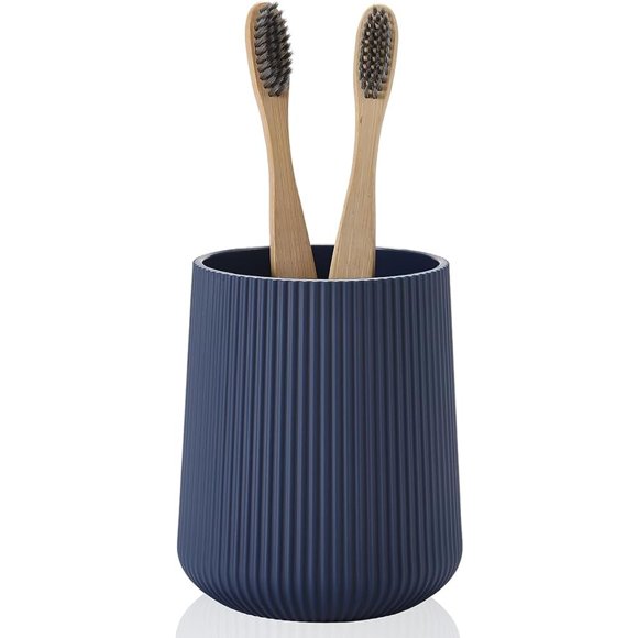 YAUKPH Navy Blue Striped Toothbrush Holder