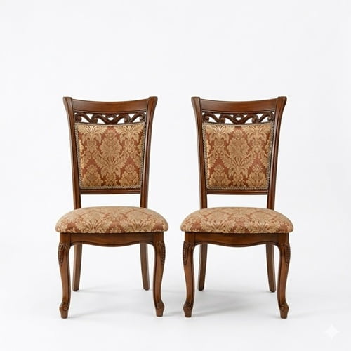 Genérico - Pack X2 Sillas De Comedor Asiento En Tela Con Madera Color Caoba