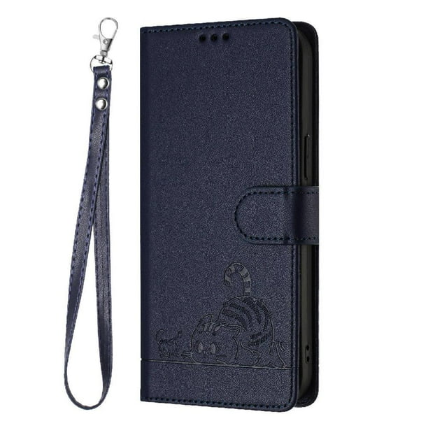 Funda tipo cartera FOXDOCK para TCL 30 XL con soporte, ranuras, RFID, diseño de gato