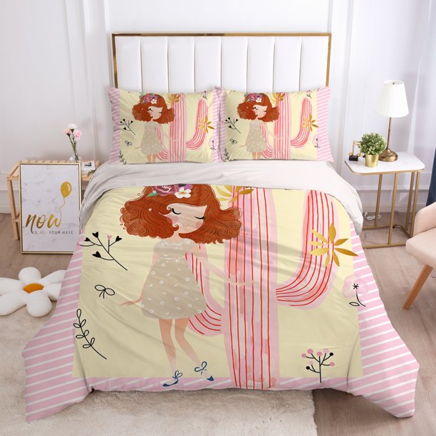 x617 Bed SheetsCartoon My Little Princess Duvet Cover Set,Cute Magic Girl Pattern Bedding Set For Girls Kids,Microfiber Quilt Cover With zipper 3-Piece Bedding Set (1 Duvet Cover + 2 Pillow Shams) nj6