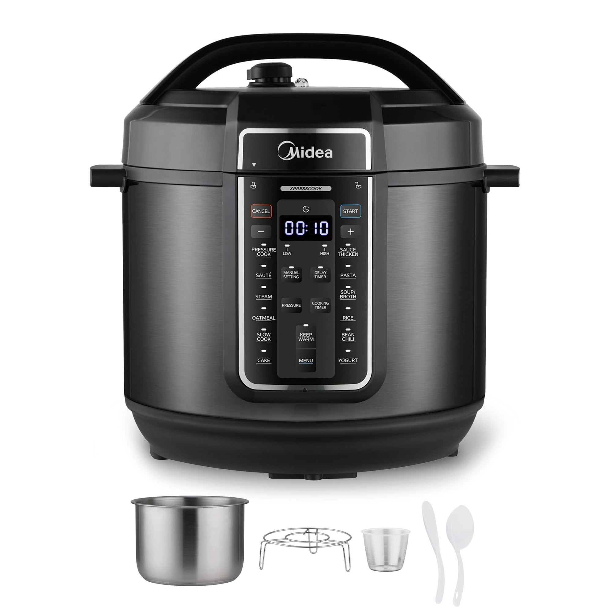 Olla A Presión Eléctrica Midea 8l 12 En 1 De Acero Inoxidable
