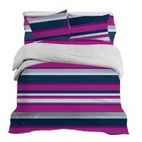 Doral - Plumón Sherpa + Sábana Microfibra De 2 Plazas Líneas Moradas