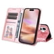 thumbnail image 5 of Funda tipo cartera FOXDOCK para iPhone 16 Plus , diseño girasol en relieve, cuero PU, cierre magnético, soporte y tarjetero, 5 of 5