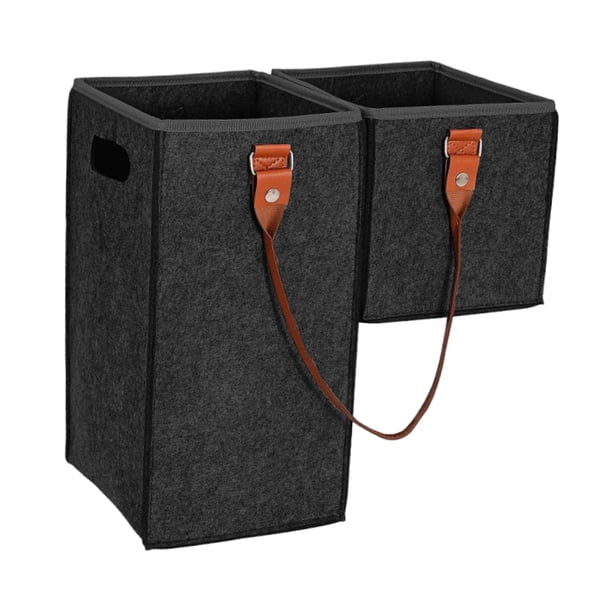 Cesta de escalera de fieltro en forma de L, 17,5 x 9,4 x 17 pulgadas, accesorio portátil, resistente al desgaste, para ropa, juguetes, multifuncional, Gris oscuro