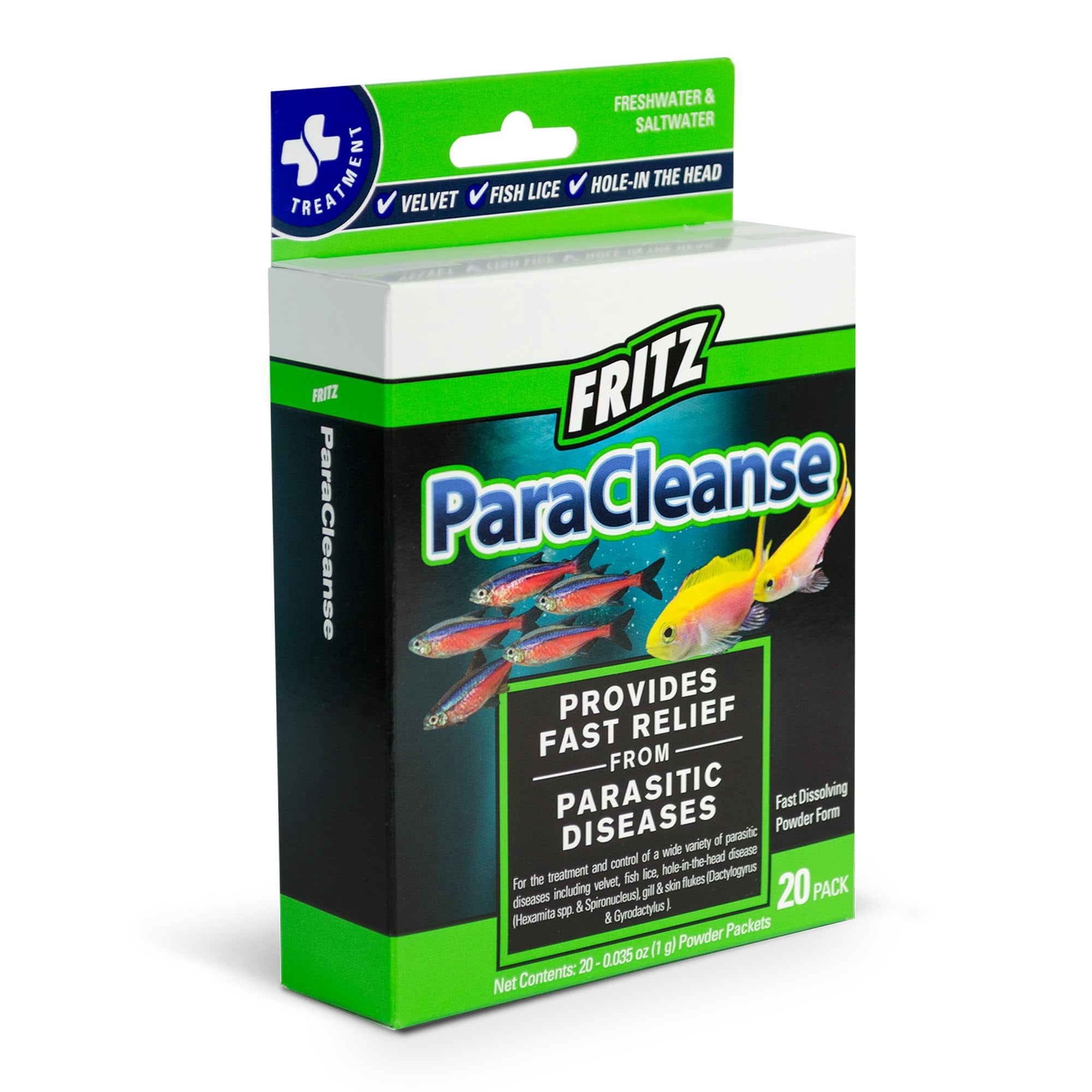 Tratamiento de parásitos Fritz Aquatics ParaCleanse, 20 unidades