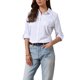 thumbnail image 4 of INSPIRE CHIC Camisas Casual con Botones para Mujer Blusa de Manga Larga Enrollada con Cuello L Blanca, 4 of 6