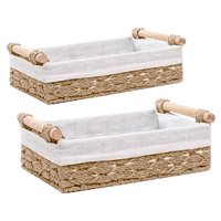 Magideal - Cestas De Almacenamiento De Cuerda De Papel Tejido, Cestas De Picnic Con Asa, Contenedores De Almacenamiento Rectangulares Para Chocolate Y Artículos Beige