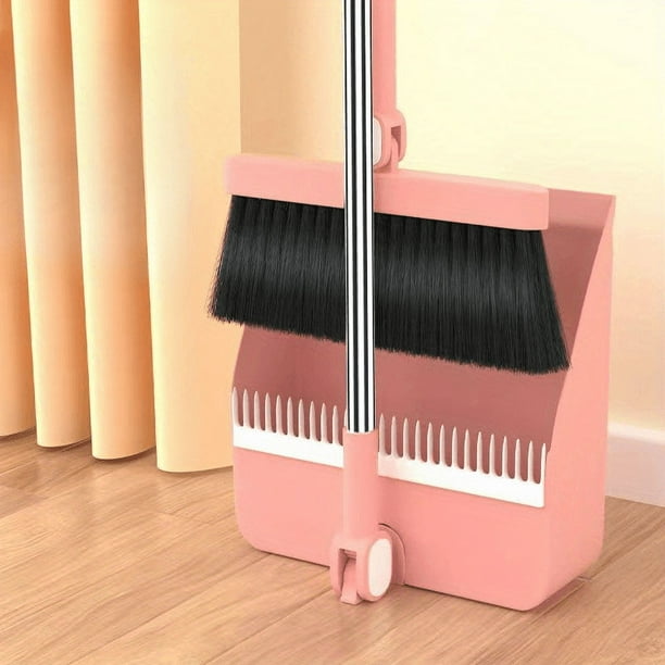 2pcs/set 48.8" Long Handle Broom And Dustpan Set For Home, Upright Dustpan And Broom Combo Set, Sweeping Kitchen Wood Floor Pet Hair, Cleaning Supplies For Indoor