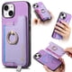 thumbnail image 1 of Funda Magnética Para Iphone 14 Con Billetera Y Anillo Protector Resistente Morado, 1 of 6