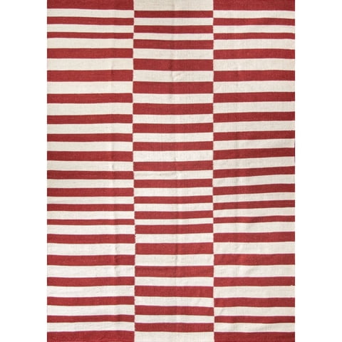 Bazhars - Alfombra 140X200 Cm Kilim Galle Op Art Nred