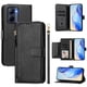 thumbnail image 2 of Funda tipo cartera para Realme C33 2022/2023 con bolsillo con cremallera, tarjetero, soporte, correa para la muñeca y tapa de cuero Negro, 2 of 5