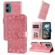thumbnail image 1 of Funda tipo cartera FOXDOCK para Motorola Moto E15 , diseño girasol en relieve, cuero PU, cierre magnético, soporte y tarjetero, 1 of 5