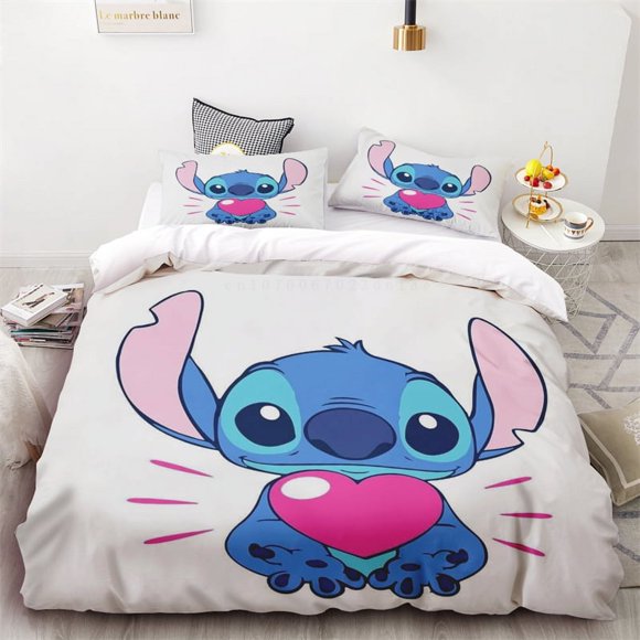 v999 Bed Sheets Duvet Cover Stitch Happy Birthday Birthday Gift Teen Boys Girls Room Decoration Single Double Bed Size Soft and Comfortable 3-Piece Bedding Set (1 Duvet Cover + 2 Pillow Shams) Bed She