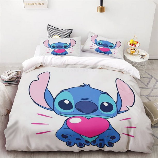 v999 Bed Sheets Duvet Cover Stitch Happy Birthday Birthday Gift Teen Boys Girls Room Decoration Single Double Bed Size Soft and Comfortable 3-Piece Bedding Set (1 Duvet Cover + 2 Pillow Shams) Bed She