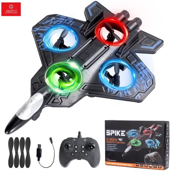 Avión Truco De Juguete Rc Niños Niñas Control Remoto Con Luz Negro