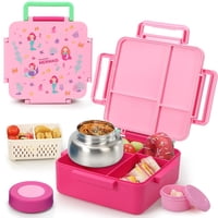 Bento Box Norxely Con Termo Para Niños De Gran Capacidad, Color Rosa