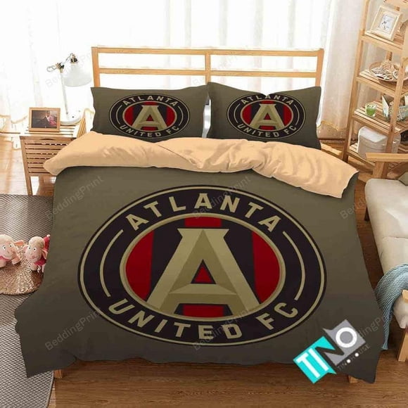 Mls Atlanta United Fc Logo Quilt Duvet Cover Set Soft Bedspread Bedding3-Piece Bedding Set