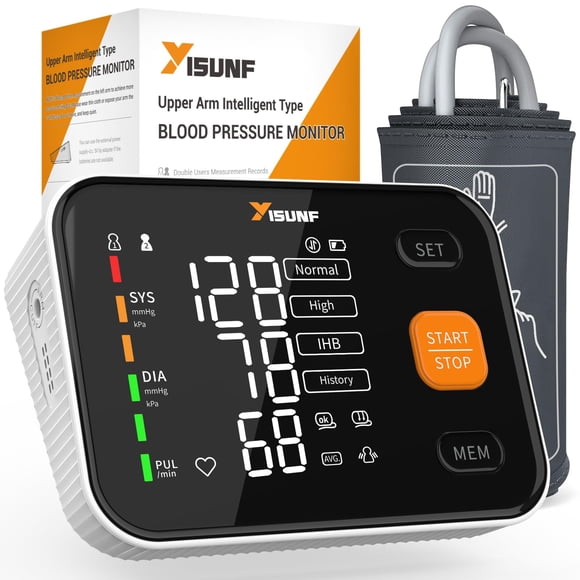Monitor de presión arterial Yisunf para brazo, para 2 usuarios, 240 memorias
