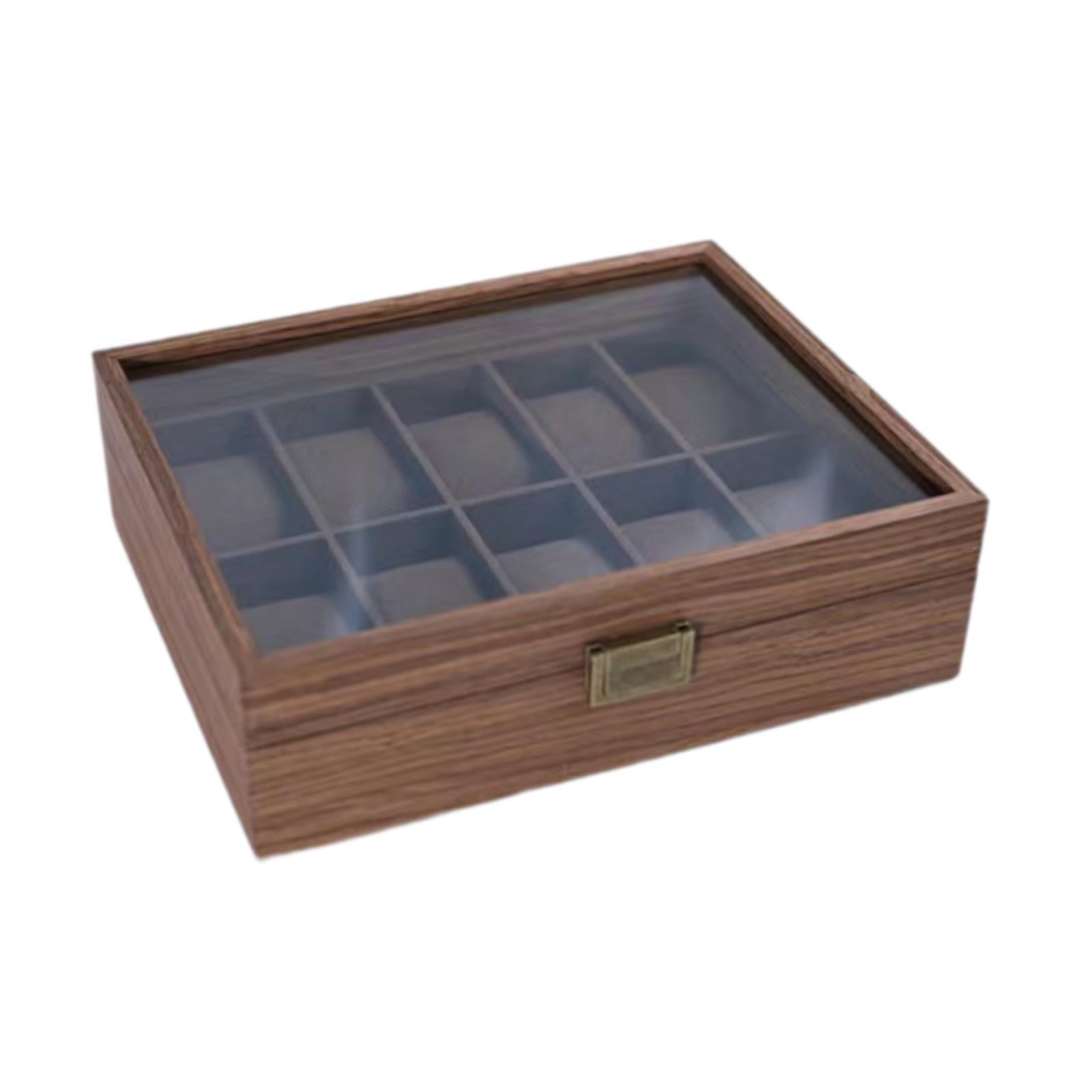 Ioensy - Caja De Madera Para Guardar Relojes, Elegante Caja Para Relojes, Para Pulseras, Pendientes, Para Hombres Y Mujeres, 10 Ranuras