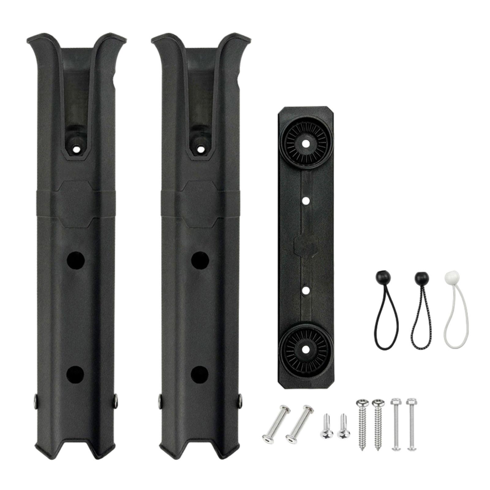 Magideal - Soporte De Caña De Pescar De 2 Tubos, Montaje Lateral Ajustable Con Pasador De Cuerdas Elásticas Con Tornillos De Montaje, Soporte Para Caña De Pescar Negro