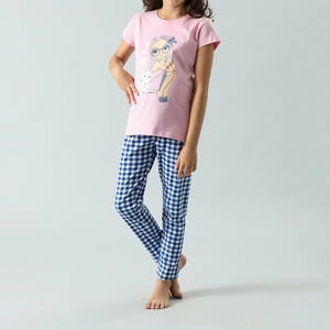 Pijama 2P M/Corta + Pantalón Flores Mujer 33053-13